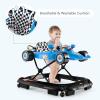 imageINFANS Foldable Baby Walker 3 in 1 Toddler Activity Center LeaningSeated WalkBehind with Steering Wheel Adjustable Height Lights Music Washable Seat Cushion CherryBlue
