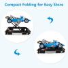 imageINFANS Foldable Baby Walker 3 in 1 Toddler Activity Center LeaningSeated WalkBehind with Steering Wheel Adjustable Height Lights Music Washable Seat Cushion CherryBlue