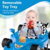 imageINFANS Foldable Baby Walker 3 in 1 Toddler Activity Center LeaningSeated WalkBehind with Steering Wheel Adjustable Height Lights Music Washable Seat Cushion CherryBlue