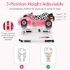imageINFANS Foldable Baby Walker 3 in 1 Toddler Activity Center LeaningSeated WalkBehind with Steering Wheel Adjustable Height Lights Music Washable Seat Cushion CherryPink
