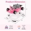 imageINFANS Foldable Baby Walker 3 in 1 Toddler Activity Center LeaningSeated WalkBehind with Steering Wheel Adjustable Height Lights Music Washable Seat Cushion CherryPink