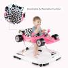 imageINFANS Foldable Baby Walker 3 in 1 Toddler Activity Center LeaningSeated WalkBehind with Steering Wheel Adjustable Height Lights Music Washable Seat Cushion CherryPink