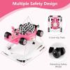imageINFANS Foldable Baby Walker 3 in 1 Toddler Activity Center LeaningSeated WalkBehind with Steering Wheel Adjustable Height Lights Music Washable Seat Cushion CherryPink