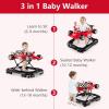imageINFANS Foldable Baby Walker 3 in 1 Toddler Activity Center LeaningSeated WalkBehind with Steering Wheel Adjustable Height Lights Music Washable Seat Cushion CherryCherry