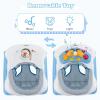 imageINFANS Foldable Baby Walker 3 in 1 Toddler Walker LeaningSeated WalkBehind with Removable Music Tray Adjustable Height Washable Seat Cushion for Boys and Girls Wave PointWave Point