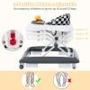 imageINFANS Foldable Baby Walker 3 in 1 Toddler Walker LeaningSeated WalkBehind with Removable Music Tray Adjustable Height Washable Seat Cushion for Boys and Girls Wave PointCheckerboard