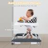 imageINFANS Foldable Baby Walker 3 in 1 Toddler Walker LeaningSeated WalkBehind with Removable Music Tray Adjustable Height Washable Seat Cushion for Boys and Girls Wave PointCheckerboard