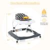 imageINFANS Foldable Baby Walker 3 in 1 Toddler Walker LeaningSeated WalkBehind with Removable Music Tray Adjustable Height Washable Seat Cushion for Boys and Girls Wave PointCheckerboard