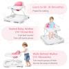 imageINFANS Foldable Baby Walker 3 in 1 Toddler Walker LearningSeated WalkBehind for Boys and Girls Adjustable Speed Rear Wheels Safety Bumper Detachable Seat Cover AntiRollover PinkPink
