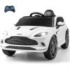 imageINFANS Kids Ride On Car 12V Electric Vehicle Licensed Aston Martin DBX with Remote Control Toddlers Battery Powered Toy Gift with Wheels Suspension Bluetooth LED Lights Music FM USB WhiteWhite