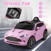 imageINFANS Kids Ride On Car 12V Electric Vehicle Licensed Aston Martin DBX with Remote Control Toddlers Battery Powered Toy Gift with Wheels Suspension Bluetooth LED Lights Music FM USB WhiteLight Pink