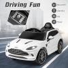 imageINFANS Kids Ride On Car 12V Electric Vehicle Licensed Aston Martin DBX with Remote Control Toddlers Battery Powered Toy Gift with Wheels Suspension Bluetooth LED Lights Music FM USB WhiteWhite