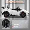 imageLicensed Lamborghini Huracan Ride on Car by INFANS 12V Kids Electric Vehicle Battery Powered Toy with Remote Control LED Lights Spring Suspension Bluetooth MP3 Aged 38 Years YellowWhite