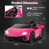 imageLicensed Lamborghini Huracan Ride on Car by INFANS 12V Kids Electric Vehicle Battery Powered Toy with Remote Control LED Lights Spring Suspension Bluetooth MP3 Aged 38 Years YellowPink