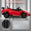 imageLicensed Lamborghini Huracan Ride on Car by INFANS 12V Kids Electric Vehicle Battery Powered Toy with Remote Control LED Lights Spring Suspension Bluetooth MP3 Aged 38 Years YellowRed