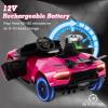 imageLicensed Lamborghini Huracan Ride on Car by INFANS 12V Kids Electric Vehicle Battery Powered Toy with Remote Control LED Lights Spring Suspension Bluetooth MP3 Aged 38 Years YellowPink