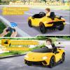 imageLicensed Lamborghini Huracan Ride on Car by INFANS 12V Kids Electric Vehicle Battery Powered Toy with Remote Control LED Lights Spring Suspension Bluetooth MP3 Aged 38 Years YellowYellow
