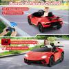 imageLicensed Lamborghini Huracan Ride on Car by INFANS 12V Kids Electric Vehicle Battery Powered Toy with Remote Control LED Lights Spring Suspension Bluetooth MP3 Aged 38 Years YellowRed