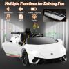 imageLicensed Lamborghini Huracan Ride on Car by INFANS 12V Kids Electric Vehicle Battery Powered Toy with Remote Control LED Lights Spring Suspension Bluetooth MP3 Aged 38 Years YellowWhite