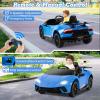 imageLicensed Lamborghini Huracan Ride on Car by INFANS 12V Kids Electric Vehicle Battery Powered Toy with Remote Control LED Lights Spring Suspension Bluetooth MP3 Aged 38 Years YellowBlue