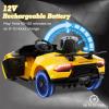 imageLicensed Lamborghini Huracan Ride on Car by INFANS 12V Kids Electric Vehicle Battery Powered Toy with Remote Control LED Lights Spring Suspension Bluetooth MP3 Aged 38 Years YellowYellow