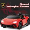 imageLicensed Lamborghini Huracan Ride on Car by INFANS 12V Kids Electric Vehicle Battery Powered Toy with Remote Control LED Lights Spring Suspension Bluetooth MP3 Aged 38 Years YellowRed