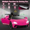 imageLicensed Lamborghini Huracan Ride on Car by INFANS 12V Kids Electric Vehicle Battery Powered Toy with Remote Control LED Lights Spring Suspension Bluetooth MP3 Aged 38 Years YellowPink