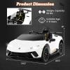 imageLicensed Lamborghini Huracan Ride on Car by INFANS 12V Kids Electric Vehicle Battery Powered Toy with Remote Control LED Lights Spring Suspension Bluetooth MP3 Aged 38 Years YellowWhite