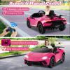 imageLicensed Lamborghini Huracan Ride on Car by INFANS 12V Kids Electric Vehicle Battery Powered Toy with Remote Control LED Lights Spring Suspension Bluetooth MP3 Aged 38 Years YellowPink
