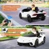 imageLicensed Lamborghini Huracan Ride on Car by INFANS 12V Kids Electric Vehicle Battery Powered Toy with Remote Control LED Lights Spring Suspension Bluetooth MP3 Aged 38 Years YellowWhite