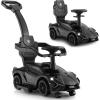 imageINFANS 3 in 1 Ride on Push Car Licensed Lamborghini Baby Stroller Sliding Walking Car with Push Handle Music USB Headlight Under Seat Storage Kids FoottoFloor Toy for 1860 Months WhiteBlack