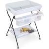 imageINFANS Baby Changing Table Folding Diaper Station Portable Nursery Organizer with Safety Belt and Large Storage Racks for Newborn Baby and Infant BlackWhite