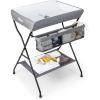 imageINFANS Baby Changing Table Folding Diaper Station Portable Nursery Organizer with Safety Belt and Large Storage Racks for Newborn Baby and Infant BlackGrey