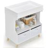 imageINFANS Baby Changing Table Wood Diaper Dresser Station with Waterproof Pad 2 Storage Baskets Drawers Safety Belt Nursery Organizer Stand for Newborn with Legs