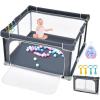 imageINFANS Baby Playpen Foldable 50x50 Large Baby Playard for Toddlers with Gate Soft Visible Mesh Indoor Outdoor Kids Activity Center Baby Fence with 4 Handlers 50 Ocean Balls GrayBlack