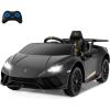 imageLicensed Lamborghini Huracan Ride on Car by INFANS 12V Kids Electric Vehicle Battery Powered Toy with Remote Control LED Lights Spring Suspension Bluetooth MP3 Aged 38 Years YellowBlack