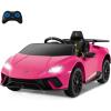 imageLicensed Lamborghini Huracan Ride on Car by INFANS 12V Kids Electric Vehicle Battery Powered Toy with Remote Control LED Lights Spring Suspension Bluetooth MP3 Aged 38 Years YellowPink