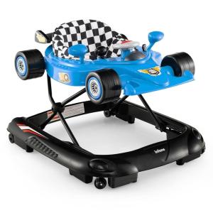 imageINFANS Foldable Baby Walker 3 in 1 Toddler Activity Center LeaningSeated WalkBehind with Steering Wheel Adjustable Height Lights Music Washable Seat Cushion CherryBlue