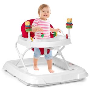 imageINFANS Foldable Baby Walker Toddler Activity Walker Helper with Adjustable Height Safety Belt High Back Padded Seat for Kids Boys and Girls BlueBlue