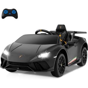 imageLicensed Lamborghini Huracan Ride on Car by INFANS 12V Kids Electric Vehicle Battery Powered Toy with Remote Control LED Lights Spring Suspension Bluetooth MP3 Aged 38 Years YellowBlack