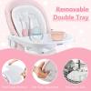 imageINFANS 3 in 1 Baby High Chair Electric Baby Swing Infant Dining Booster Seat with Remote Control OneHand Removable Tray Double Cushion Multifunction Highchair for ToddlersPink