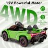 imageINFANS 2 Seater Kids Ride on Car 12V 4WD Licensed Lamborghini Veneno Powered Electric Vehicle with Hydraulic Doors Rocking Mode Adjustable Speeds Remote Control MP3 Headlight BlackGreen