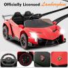 imageINFANS 2 Seater Kids Ride on Car 12V 4WD Licensed Lamborghini Veneno Powered Electric Vehicle with Hydraulic Doors Rocking Mode Adjustable Speeds Remote Control MP3 Headlight BlackRed