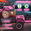 imageINFANS 24V 2 Seater Ride on Car for Kids 2WD4WD Battery Powered with Remote Control Music USB MP3 Spring Suspension 20quot Wide Seat Electric Jeep Toys for Boys Girls Aged 3 WhitePink
