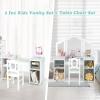 imageINFANS Kids Vanity 2 in 1 Princess Makeup Desk ampamp Chair Set with TriFolding Detachable Mirror Large Storage Shelves Wooden Pretend Play Dressing Table for GirlsWhite with Chair