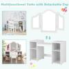 imageINFANS Kids Vanity 2 in 1 Princess Makeup Desk ampamp Chair Set with TriFolding Detachable Mirror Large Storage Shelves Wooden Pretend Play Dressing Table for GirlsWhite with Chair