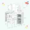 imageINFANS Kids Vanity 2 in 1 Princess Makeup Desk ampamp Chair Set with TriFolding Detachable Mirror Large Storage Shelves Wooden Pretend Play Dressing Table for GirlsWhite with Chair