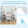 imageINFANS Kids Vanity 2 in 1 Princess Makeup Desk ampamp Chair Set with TriFolding Detachable Mirror Large Storage Shelves Wooden Pretend Play Dressing Table for GirlsWhite with Cloth Drawers