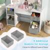 imageINFANS Kids Vanity 2 in 1 Princess Makeup Desk ampamp Chair Set with TriFolding Detachable Mirror Large Storage Shelves Wooden Pretend Play Dressing Table for GirlsWhite with Cloth Drawers