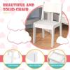 imageINFANS Kids Vanity 2 in 1 Princess Makeup Desk ampamp Chair Set with TriFolding Detachable Mirror Large Storage Shelves Wooden Pretend Play Dressing Table for GirlsWhite with Light